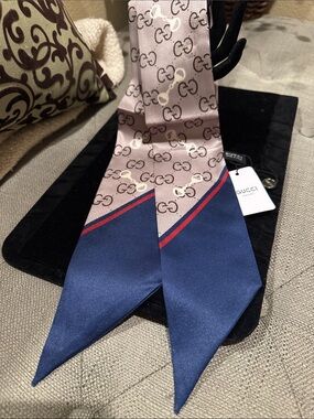NEW GG 100% Silk Twillie Scarf Tie